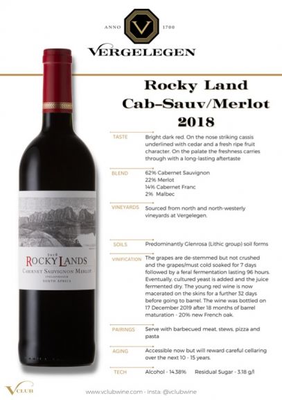 Photo for: Rocky Lands Cab Sauv Merlot 2018